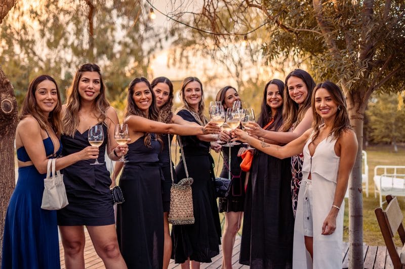 Guests toasting at a celebration