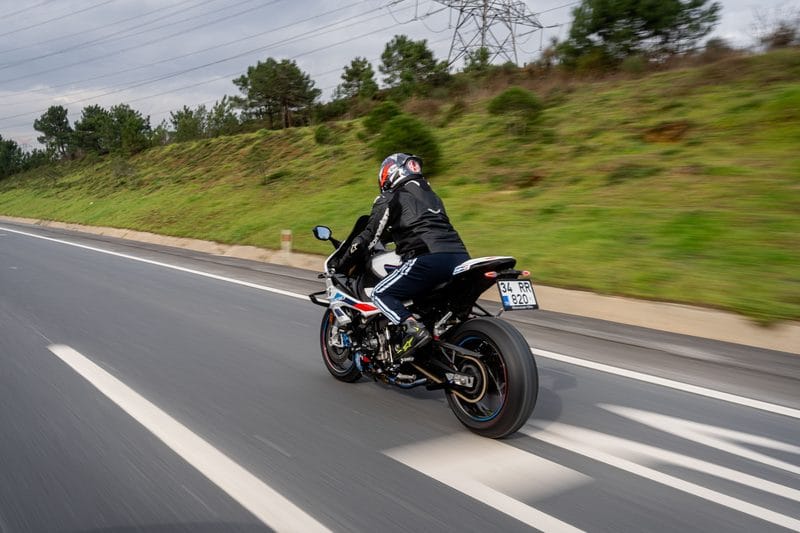A sport motorcycle on the open road